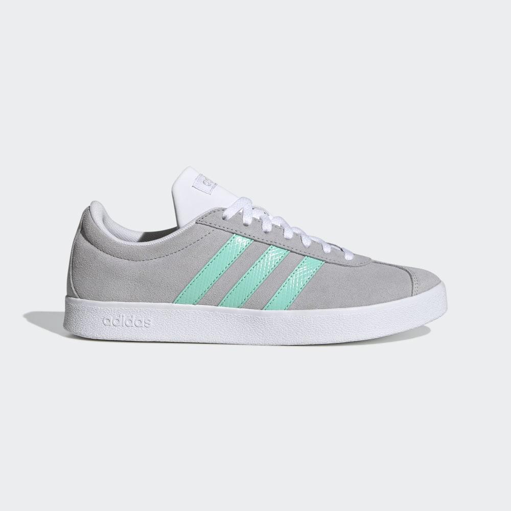 Adidas Women's VL Court 2.0 Skate Shoes Grey/Mint/Silver Ireland EG4110